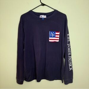 Kiel James Patrick The Sailing Shirt American flag Newport RI blue men’s L tee